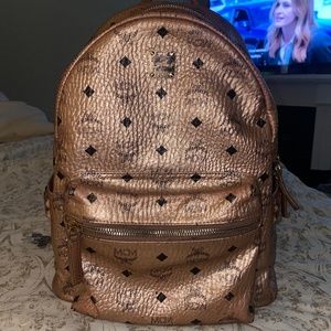 Rose, gold, MCM, backpack, large